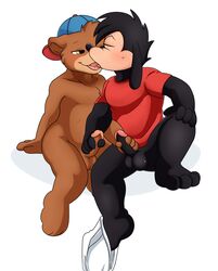 anthro balls bear canine disney duo goof_troop handjob humanoid_penis kissing kit_cloudkicker male male_only mammal max_goof penis sagemerric sex talespin yaoi