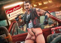 apex_legends big_balls cock daddy domredsins fuse_(apex_legends) gay gay_sex mechanic solo_male