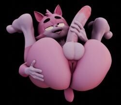 ahe_gao anal_wink anthro anus big_ass big_balls big_penis black_background feet feet_up feline flexible foreskin gooning half-closed_eyes hand_on_butt huge_cock legs_behind_head legs_up looking_pleasured male_only masturbation onyxsplash pink_body presenting_anus presenting_hindquarters roz roz_(erobos) short_tail stubby_tail tailwag tongue_out uncircumcised uncut uncut_penis winking_anus