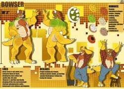 1boy 3_toes anthro anthrofied axe belly body_hair bowser chest_hair claws devil_horns_(gesture) english_text feet furry furry_only gesture hand_gesture hi_res koopa long_tongue male male_only mario_(series) model_sheet muscular nintendo open_mouth open_smile scalie shawd smile solo standing text toes tongue tongue_out