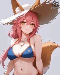 ai_generated ayakonarts fate/grand_order fate_(series) fgo fox_ears fox_girl tamamo_no_mae_(fate) tamamo_no_mae_(swimsuit_lancer)