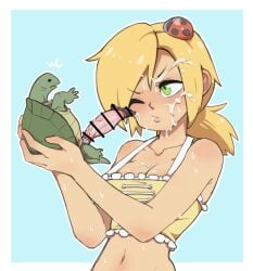 1girls blonde_female blonde_hair clothed_female cum_in_mouth cum_on_face female female_on_feral feral_on_female feral_on_human gummuru human human_on_feral reptile smaller_male sweatdrop turtle unusual_penis veiny_penis zoophilia zoophilia