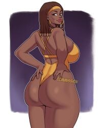 1girls ass breasts character_request copyright_request dark-skinned_female dark_skin female female_focus female_only jakuson_z large_ass large_breasts looking_at_viewer looking_back solo thick_thighs thighs