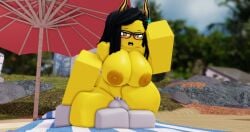 3d black black_hair breasts commission dick grey_skin lauxdmn nude_beach roblox roblox_studio robloxian straight yellow_skin