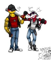 austria_(countryhumans) baseball_bat baseball_cap countryhumans germany_(countryhumans) jeans lusty_shadow male male/male male_only sfw