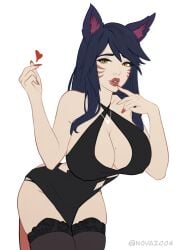 2d 2d_(artwork) ahri artist_name artist_request ass black_dress black_hair breast_focus breasts breasts_out cat_ears catgirl dress fur furry girl girly hentai huge_ass huge_breasts league_of_legends nipples nova2004 riot_games sex thick_ass thick_thighs thighhighs thighs waifu