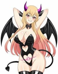 big_breasts cosplay hfxpins kitagawa_marin sono_bisque_doll_wa_koi_wo_suru succubus succubus_horns succubus_tail succubus_tattoo succubus_wings yellow_hair