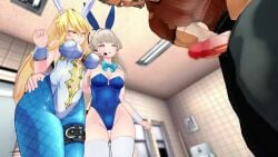 1boy 2girls 3d animated artoria_pendragon_(lancer) ballbusting blue_archive breasts_out bunnysuit cbt cleaning_&_clearing_(blue_archive) cock_and_ball_torture crossover dominant_female fake_animal_ears fake_rabbit_ears fate/grand_order fate_(series) female femdom flexible instant_loss kicking_balls light-skinned_female light-skinned_male light_skin millennium_science_school_student mocking screaming screaming_in_agony sound tagme taunting toki_(blue_archive) toki_(bunny)_(blue_archive) video violence yokobb