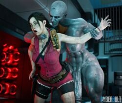 3d blender claire_redfield cyberbolt futa_on_female futanari resident_evil resident_evil_2 resident_evil_2_remake tyrant tyrant_(resident_evil)