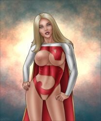 alternate_costume areolae athletic bare_midriff big_breasts blonde_hair blue_eyes bodysuit breasts busty cape cleavage cleavage_cutout clitoral_hood clitoris crotchless dc dc_comics erect_nipples eyelashes female female_focus female_only fit fit_female high-heeled_jill hourglass_figure kara_danvers kara_zor-el large_breasts lipstick long_fingernails long_hair nail_polish navel nipple_bulge nipples pose posing pussy ribs shaved_pussy skin_tight solo standing supergirl superman_(series) vagina wide_hips