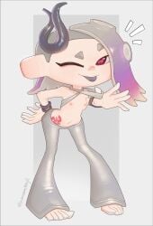 bunnsomethingi1 commission female revealing_breasts shiver_(grand_festival) shiver_(splatoon) solo splatoon wink winking_at_viewer