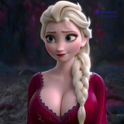 ai_generated big_breasts clevage dress elsa_(frozen) frozen_(film) frozen_2 sexy