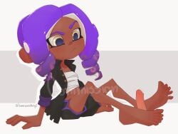 1boy 1girls bunnsomethingi1 commission feet footjob octoling_girl splatoon