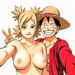 1:1 1boy 1girls accurate_art_style accurate_body_type age_difference ai_generated areolae armpits bare_arms bare_breasts bare_shoulders black_hair blonde_female blonde_hair blush boruto:_naruto_next_generations breast_focus breasts breasts_apart cel_shading clavicle closed_mouth clothed clothed_male_nude_female clothing collarbone completely_nude completely_nude_female couple crossover duo duo_focus facing_viewer female foreshortening front_view green_eyes grin happy hat headwear highres light-skinned_female light_skin line_art looking_at_viewer male manga_style masashi_kishimoto_style mature_female medium_breasts milf monkey_d_luffy naruto naruto_(series) nipples nude nude_female official_style older_female_and_younger_male one_piece open-mouth_smile open_clothes open_mouth open_mouth_smile open_shirt open_vest outstretched_arm outstretched_arms peace_sign quad_tails reaching reaching_towards_viewer red_shirt red_vest round_breasts scar scar_on_cheek scar_on_chest scar_on_face selfie selfie_pose shiny_skin shirt short_hair simple_background sleeveless sleeveless_shirt smile straw_hat teeth teeth_clenched teeth_showing temari tied_hair upper_body v_sign white_background younger_male