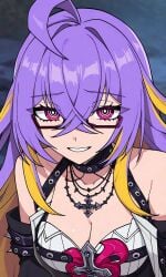 ai_generated breasts fadia_(neverness_to_everness) large_breasts pink pink_eyes purple purple_hair