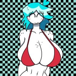 1girls bikini breasts female nerida_(inacmaster) red_clothing upper_body upper_body_focus white_body