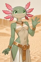 ai_generated amphibian axolotl chami_(drunken_tales) drunken_tales lord_sarloc petite_female pukijr