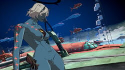 3d abs arc_system_works athletic athletic_female big_breasts big_gun blue_skin completely_nude completely_nude_female genderswap genderswap_(mtf) grey_hair guilty_gear guilty_gear_strive gun halo happy_chaos large_breasts mod muscular muscular_female nude nude_female nude_mod pale-skinned_female pistol pussy red_eyes red_hair rule_63 short_hair tattoo_on_chest toned toned_female vagina white_skin yellow_eyes