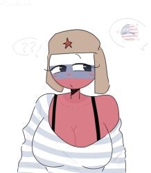 1girls blue_eyes countryhumans countryhumans_girl russia_(countryhumans) safe_for_work striped_clothing united_states_of_america_(countryhumans) xx.canada.xx