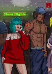 clothed club dark-skinned_male disco expecting femboy green_hair huge_cock interracial neon sissy surprised tagme talentlesstoonssdm
