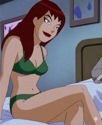 1girls bikini dc_comics dcau female female_only green_bikini lana_lang lana_lang_(dcau) red_hair screenshot_edit solo swimsuit