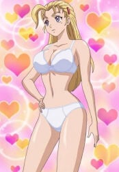 1girls blonde_hair bra female female_only history's_strongest_disciple_kenichi miu_furinji panties screenshot_edit solo underwear underwear_only white_bra white_panties