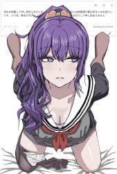 1boy 1girls asahina_mafuyu chin_gero doggy_style female from_behind panties_down penetration project_sekai purple_eyes purple_hair sex
