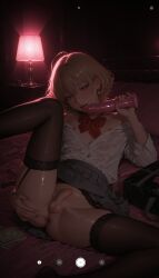 1boy 1femboy 2026 ai_generated anus balls ballsack bed bed_sheet bedroom black_garter_straps black_stockings blonde_hair blush crossdressing dildo femboy feminine_male garter_straps girly indoors licking licking_dildo looking_at_viewer lying lying_on_back no_panties open_mouth penis school_uniform schoolgirl_uniform sex_toy skirt solo spread_ass spread_butt spreading spreading_ass spreading_butt_cheeks spreading_cheeks spreading_own_ass stockings testicles thighs tongue tongue_out trap workdone