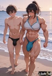 1futa ai_generated beach big_balls big_breasts big_penis bulge bulge_through_clothing flaccid flaccid_penis futa_is_bigger futa_on_male futa_with_male futadom futanari huge_cock hyper_genitalia hyper_penis large_penis mature_futa muscular_futa penis_size_difference public saggy_balls thick_thighs tight_clothing visible