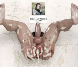 1boy 3d 3d_(artwork) after_sex aftermath ass bara big_ass body_writing chris_redfield cum cum_in_ass cum_inside cum_on_body cum_on_feet cum_on_wall gape gaping_anus male male_only mature_male nsfwmaker penis photo resident_evil resident_evil_8:_village soles stuck stuck_in_wall testicles thick_thighs yaoi