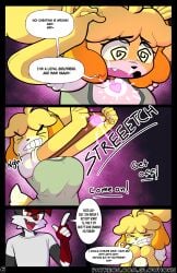 absurd_res animal_crossing anthro arms_out artifact_the_fox big_breasts black_body black_fur black_nose blonde_hair brainwashed brainwashing canine clothed collar collar_pull collar_tag comic comic_page corrupted corruption dialogue dog dog_girl dominant_male dress_shirt duo evil_face evil_look eyelashes eyes_closed female femsub fox fox_boy furry glowhorn glowing green_shirt hand_on_head hand_on_own_head heart_symbol hypnosis hypnotized infidelity isabelle_(animal_crossing) magic male male/female maledom mind_alteration mind_control nintendo open_mouth orange_eyes pink_eyes pointing ponytail red_body red_fur red_hair red_nose scared sharp_teeth shortstack simple_background size_difference smug smug_face speech_bubble spiral spiral_eyes struggling submissive_female sweat sweatdrop t-shirt tail tan_fur tears teary_eyes tied_hair white_body white_fur white_shirt yellow_body yellow_fur