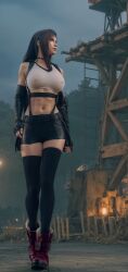 big_breasts female female_only final_fantasy final_fantasy_vii nipple_bulge thick_thighs tifa_lockhart