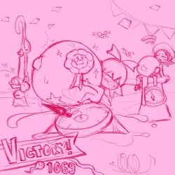 adeleine competition cum cum_drip cum_everywhere cum_in_mouth cum_inside cum_on_body cum_on_breasts cum_overflow cumflated_belly cumflation cumshot huge_cock hyper_penis kirby kirby's_dream_buffet kirby_(series) ribbon_(kirby) skitterleaf winner