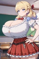ai_generated blonde_hair blue_eyes female huge_breasts scarlett_(unicorn_overlord) unicorn_overlord