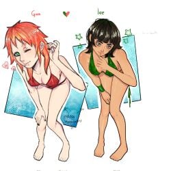 2girls absurd_res absurd_resolution absurdres alt_girl arched_back bangs bare_arms bare_legs bare_shoulders bare_thighs barefoot bent_over bikini bikini_bottom bikini_top black_eyes black_hair black_nail_polish black_nails blue_eyes blush boruto:_naruto_next_generations brown_skin cleavage erect_nipples erect_nipples_under_clothes eyelashes eyeliner eyeshadow facial_markings feet female female/female female_focus female_only finger_to_mouth foot_fetish front_view g-string gaara gender_transformation genderswap genderswap_(mtf) green_bikini green_bikini_bottom green_bikini_top green_nail_polish green_nails green_panties green_swimsuit green_thong heart heart_symbol hearts hi_res high_resolution highres knees_together_feet_apart lesbian lesbian_couple lesbians light-skinned_female light_skin lips lipstick looking_at_viewer love_heart love_hearts makeup mascara messy_hair nail_polish naruto naruto:_the_last naruto_(classic) naruto_(series) naruto_shippuden naughty_face nipple_bulge one_eye_closed painted_nails pale-skinned_female pale_skin petite petite_body petite_breasts petite_female piercing piercings pink_lips pink_lipstick pinup pose posing red_bikini red_bikini_bottom red_bikini_top red_hair red_panties red_swimsuit red_thong rock_lee rule_63 shonen_jump shounen_jump shueisha small_breasts sorayaviilla swimsuit tan_body tan_skin tease teasing teasing_viewer thong toes very_high_resolution weekly_shonen_jump weekly_shounen_jump wink winking_at_viewer wristband yuri