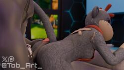 1boy 1girls 3d 3d_(artwork) alternate_version_available ass ass_focus ass_grab ass_job assjob bed bedroom bedroom_sex big_ass big_penis cat cat_ears cat_tail catboy clothed clothed_female clothing commission fortnite fully_clothed fully_clothed_female fur furry furry_only furry_suit grabbing_ass huge_cock huge_penis laying_down laying_on_bed laying_on_stomach meowscles_(fortnite) monkey_girl monkey_tail monks_(fortnite) pants penis penis_on_ass penis_out tob_art_ watermark