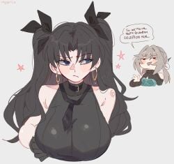 2026 alternate_version_available big_breasts crossover fate_(series) honkai:_star_rail huge_breasts infamcantaloupe qingque_(honkai:_star_rail) tagme tohsaka_rin twintails unfamousradish