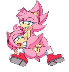 amy_rose amy_rose_(fleetway) anus breasts colorized_edit coolblue cum exposed_torso female fleetway_comics footwear furry goth handwear masturbation mutual_masturbation nipples pussy pussy_juice sega selfcest shoes sonic_(series) sonic_the_comic sonic_the_hedgehog_(series) sweat third-party_edit tribadism wet yuri