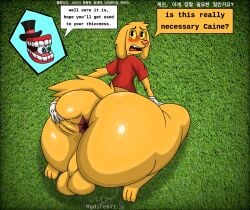 1femboy 2026 2boys absurd_res animate_inanimate anthro anus anus_spread ass_spread balls big_butt blue_eyes blush bubble_butt butt butt_grab caine_(tadc) caine_(the_amazing_digital_circus) canid canine clothing dialogue dig digital_media_(artwork) femboy fur furry grabbing_ass green_eyes hi_res huge_butt humanoid kneeling korean_text male_focus male_only mammal mgdire671 mouth_creature scratch_(tadc) scratch_(the_amazing_digital_circus) sexy shirt spreading_anus spreading_ass teeth thick_thighs wide_hips yellow_body yellow_eyes yellow_fur yellow_sclera