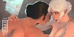 2girls breasts cd_projekt_red ciri clitoral_stimulation female female_only fingering implied_fingering moaning sauna the_witcher_(series) the_witcher_3:_wild_hunt xervidae yuri