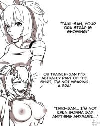 bra_strap bra_strap_is_showing_(meme) bra_strap_slip female female_only flashing flashing_breasts horse_ears horse_girl taiki_shuttle_(umamusume) umamusume