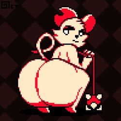 1girls animated annoyed anthro anus ass ass_focus ball_and_chain clapping_ass female_only fur furry gif huge_ass mina_(mina_the_hollower) mina_the_hollower mouse mouse_ears mouse_girl mouse_tail naked nude octotron2000 pixel_art self_upload solo solo_female squatting tail twerking weapon white_eyes white_fur