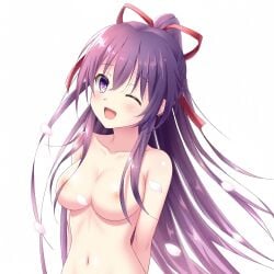 ass_length_hair date_a_live fully_naked medium_breasts nipples nude_female nude_filter pixiv purple_eyes purple_hair yatogami_tohka