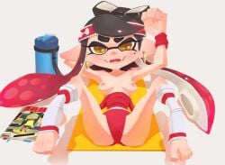 bunnsomethingi1 callie_(splatoon) female looking_at_viewer solo splatoon topless