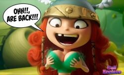1futa ai_generated barbara_(rayman) big_boobs big_breasts female rayman_(series) rayman_legends surprised surprised_expression tits video_game video_game_character yallahs80