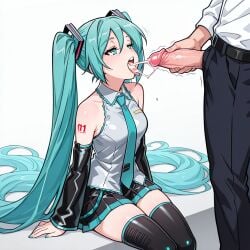 1boy 1girls ai_generated green_hair hatsune_miku long_hair simple_background tagme twintails vocaloid