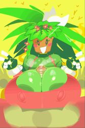 1boy 1girls animated big_breasts blaster_master blaster_master_zero_2 breasts breasts_bigger_than_head cum cumshot female female_focus goatboydraws grabbing_own_breast kanna_(blaster_master) male nipples paizuri paizuri_lead_by_female paizuri_on_lap plant plant_girl plant_humanoid titjob