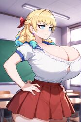 ai_generated blonde_hair blue_eyes female huge_breasts scarlett_(unicorn_overlord) unicorn_overlord