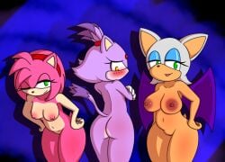 amy_rose bat blaze_the_cat cat catgirl confidentartist hedgehog hedgehog_girl huge_ass huge_breasts naked naked_female rouge_the_bat sega sonic_(series) sonic_the_hedgehog_(series)