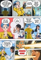 axlexcima body_swap bulma_briefs captain_ginyu crossover curvy_figure dragon_ball hayase_nagatoro older_female petite_female please_don't_bully_me,_nagatoro shocked_expression smirk smug younger_female